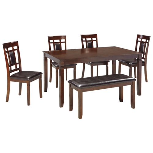 Contemporary 6-Piece Dining Room Table Set with Bench