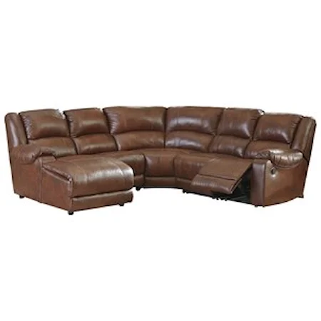 Leather Match Reclining Sectional with Left Chaise