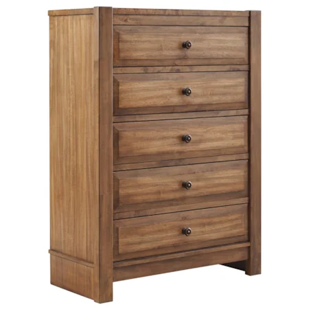 Contemporary Mindi Veneer Five Drawer Chest