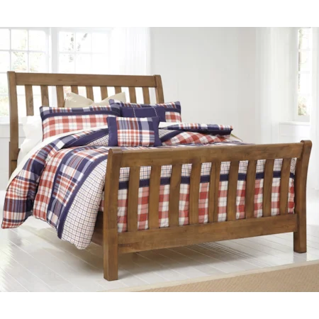 Contemporary Full Sleigh Bed with Slats