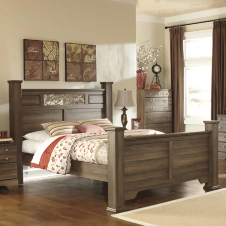 King Poster Bed with Scrolled Accents