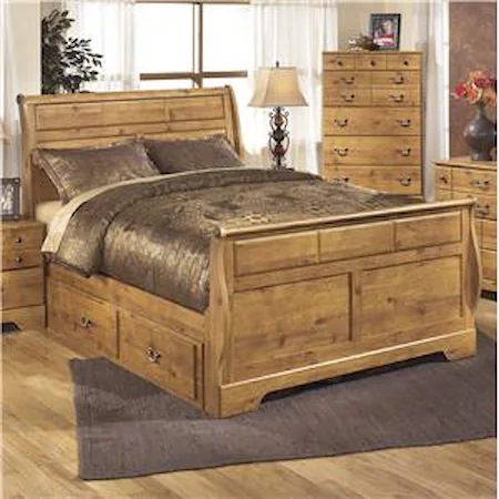 Queen Sleigh Bed with Under Bed Storage