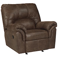 Faux Leather Rocker Recliner with Pillow Arms