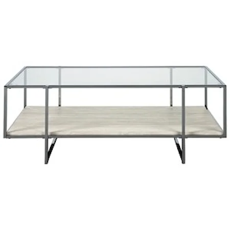 Modern Rectangular Cocktail Table with Glass Top