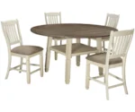 Signature Design by Ashley Bolanburg 5-Piece Round Drop Leaf Counter Table Set