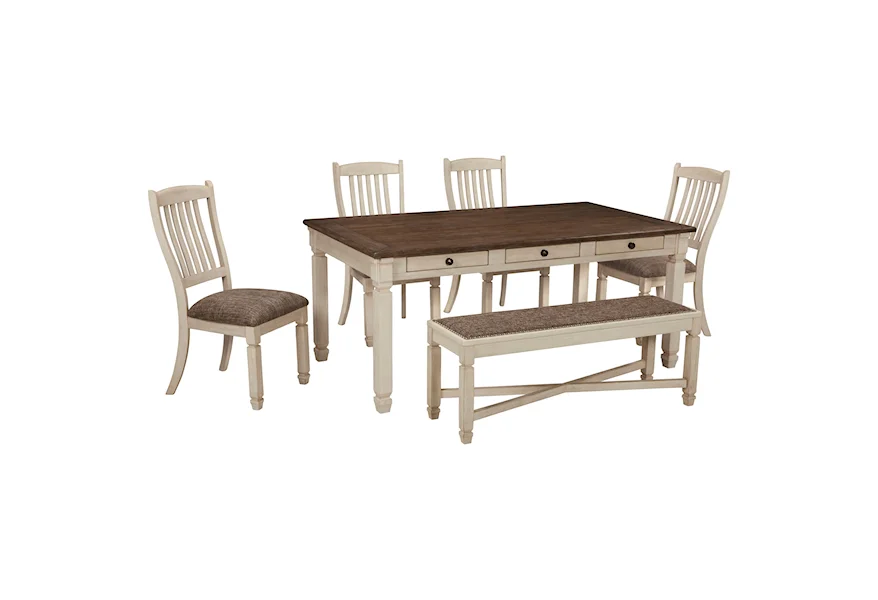 Bolanburg Table and Chair Set with Bench by Signature Design by Ashley at Sam's Furniture Outlet