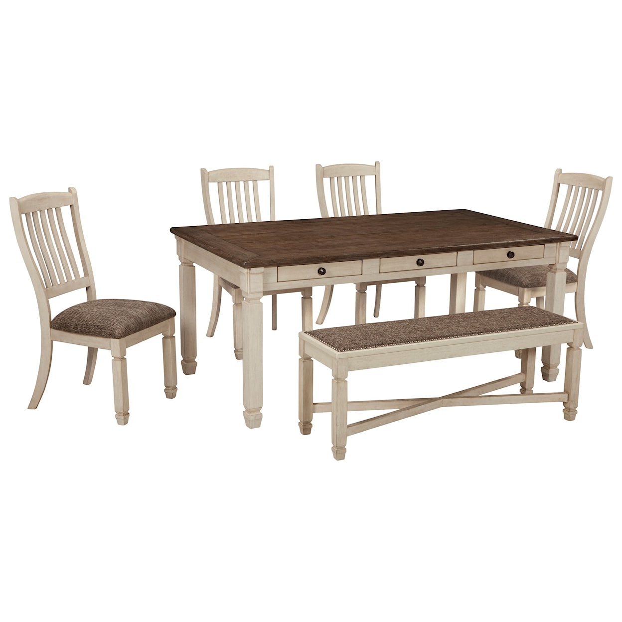 Signature Design by Ashley Bolanburg Table and Chair Set with Bench