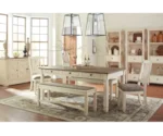 Signature Design by Ashley Bolanburg Table and Chair Set with Bench