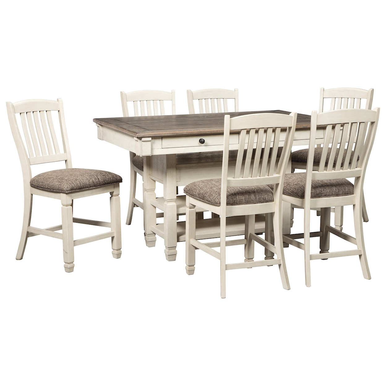 Signature Design by Ashley Bolanburg 7-Piece Counter Table and Stool Set