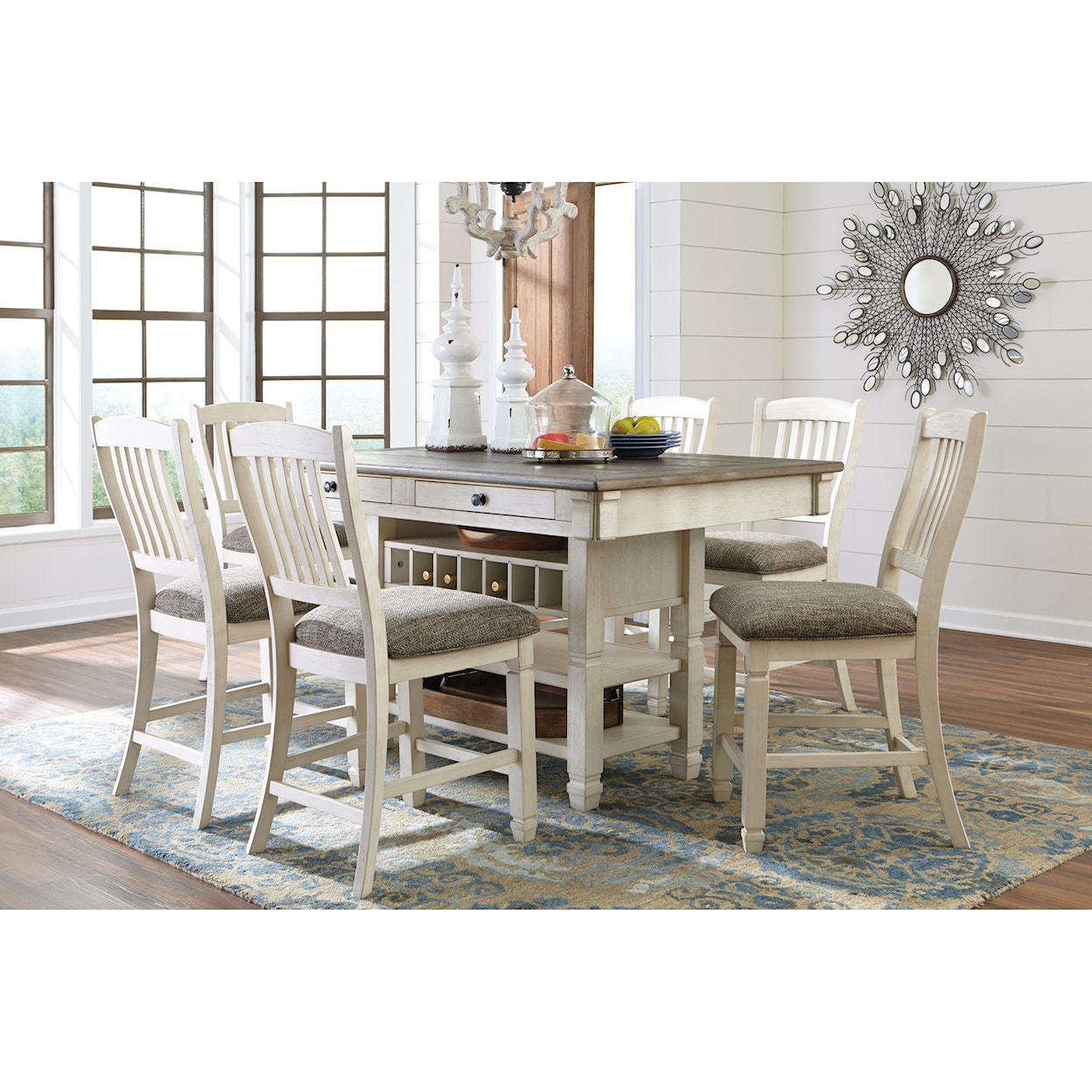 Benchcraft Bolanburg 7-Piece Counter Table and Stool Set
