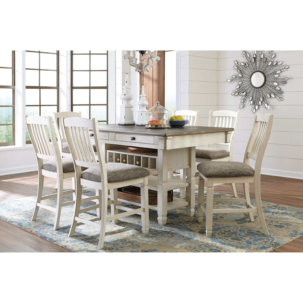 Ashley Signature Design Bolanburg 7-Piece Counter Table and Stool Set