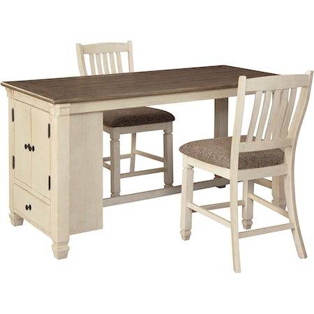 3-Piece Rect. Dining Room Counter Table Set