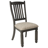 Relaxed Vintage Upholstered Side Chair with Slat Back