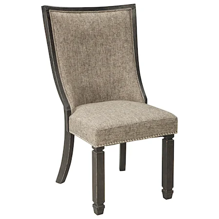 Relaxed Vintage Upholstered Side Chair with Back Motif