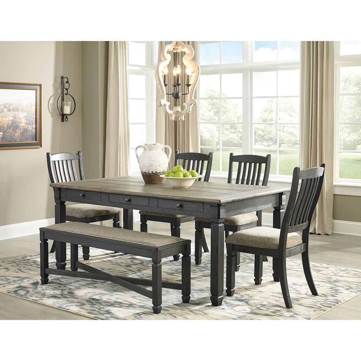 Ashley Furniture Signature Design Tyler Creek Table and Chair Set with Bench