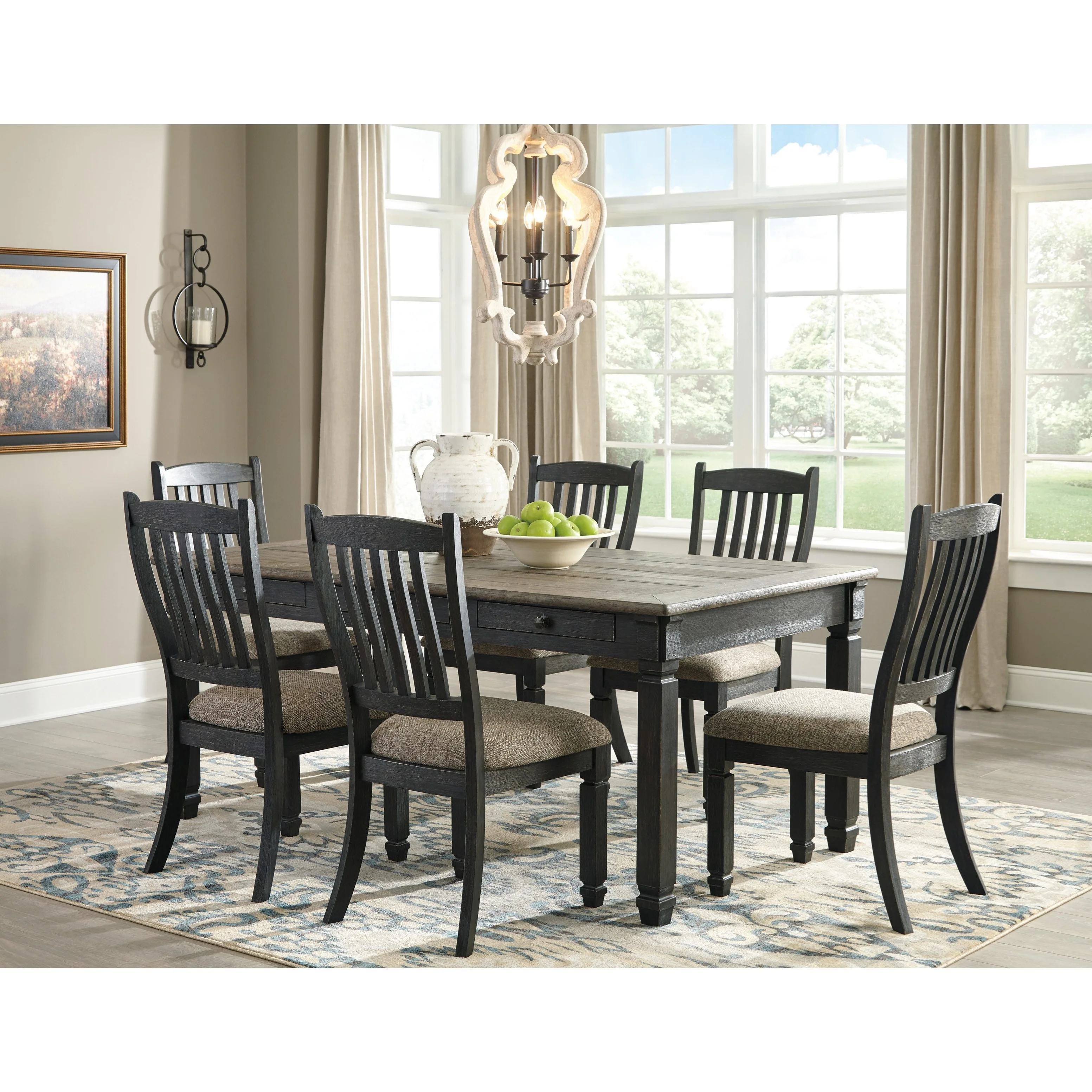 Signature Tucker 6xD736-01+1xD736-25 Relaxed Vintage 7-Piece Table and ...