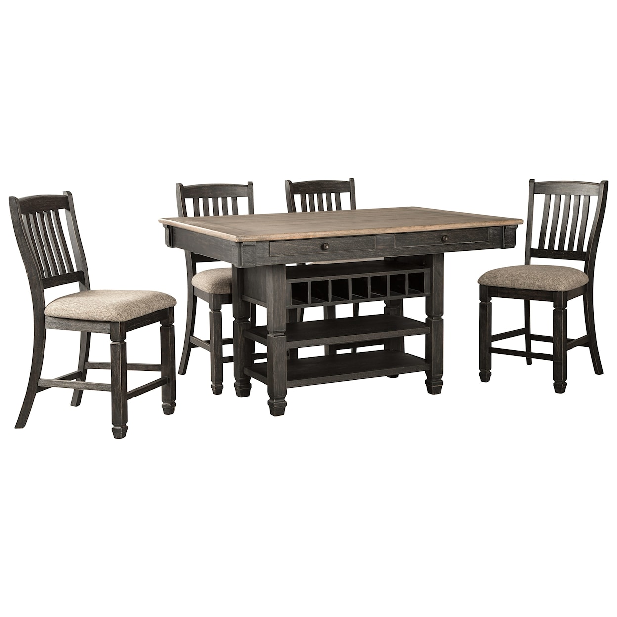 Signature Tyler Creek 5-Piece Counter Table and Stool Set