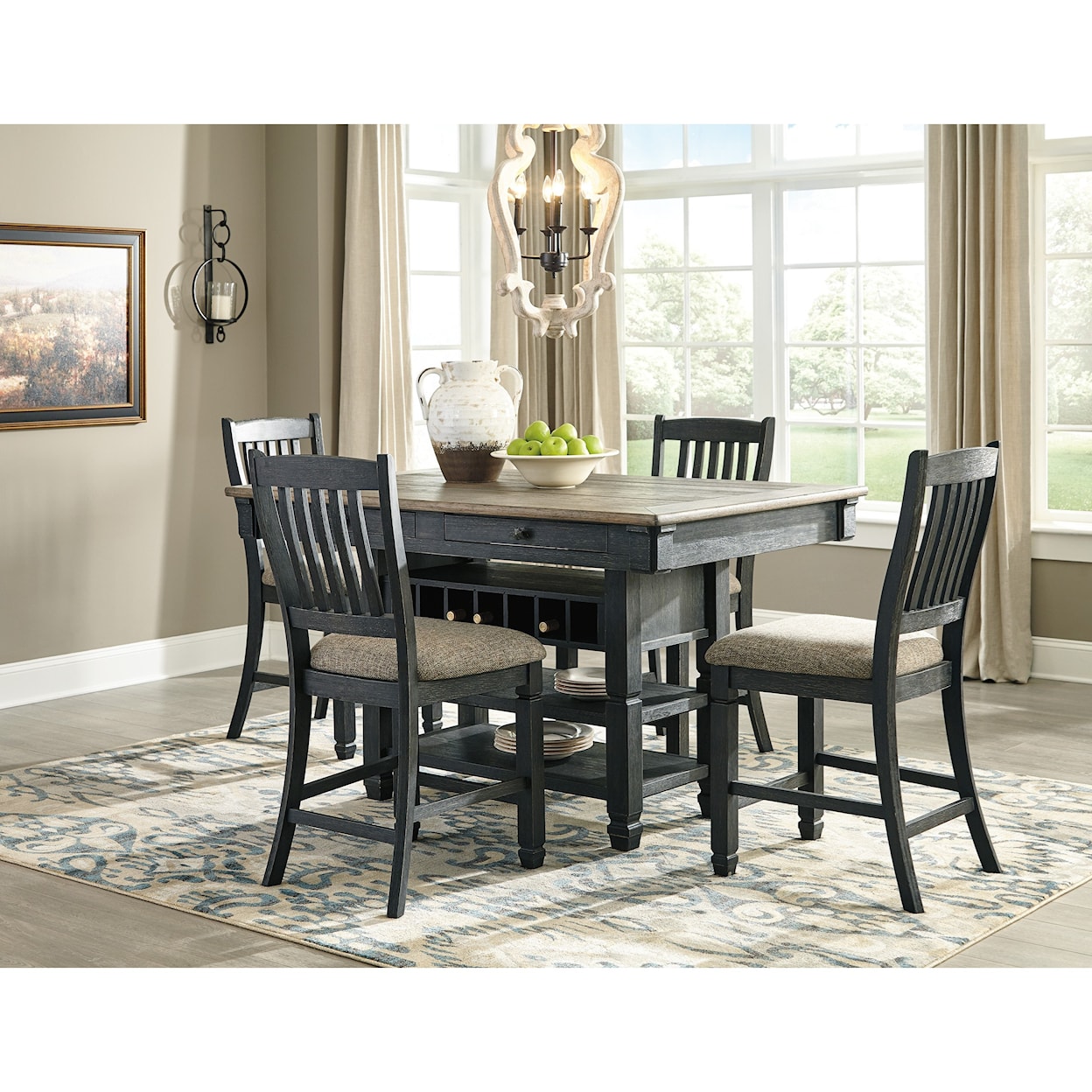 Ashley Furniture Signature Design Tyler Creek 5-Piece Counter Table and Stool Set