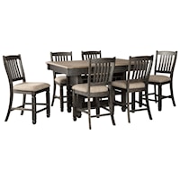 Relaxed Vintage 7-Piece Counter Table with Wine Storage and Stool Set