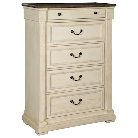 Relaxed Vintage Two-Tone Five Drawer Chest