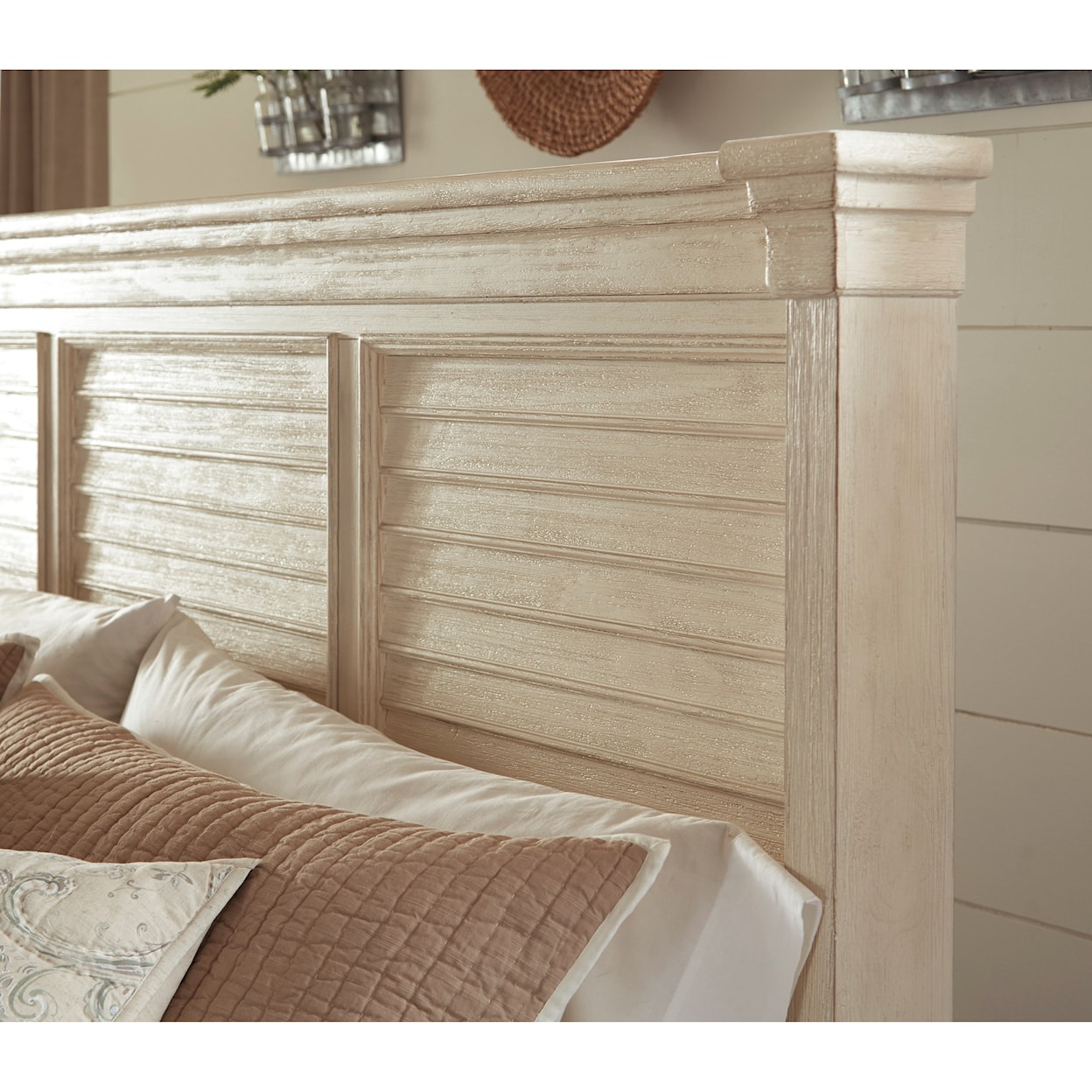 Signature Design by Ashley Bolanburg California King Louvered Headboard Panel Bed