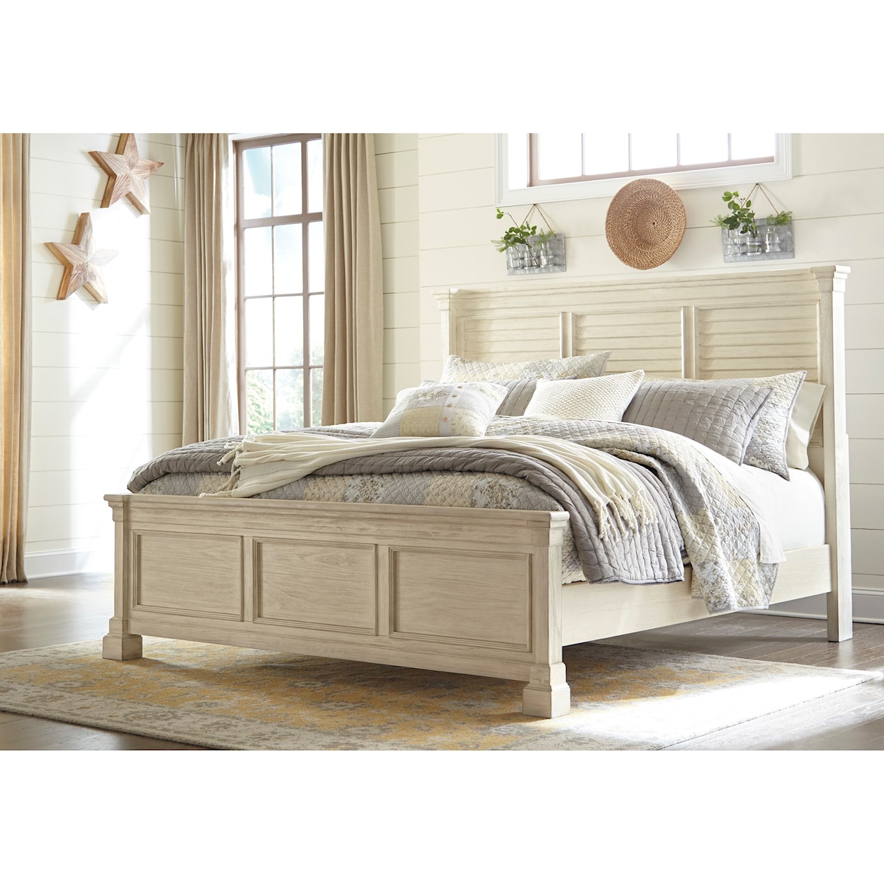 Signature Design Bolanburg California King Louvered Headboard Panel Bed