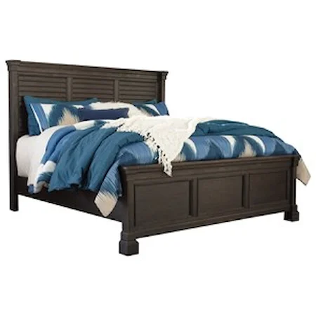 Queen Louvered Headboard Panel Bed