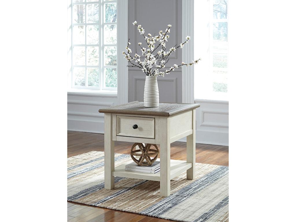Signature Design by Ashley Bolanburg Rectangular End Table with Drawer ...