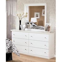 Casual 6 Drawer Dresser and Moulded Landscape Mirror