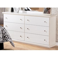 Casual Cottage 6 Drawer Dresser with Metal Knobs