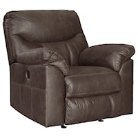 Casual Rocker Recliner with Pillow Arms