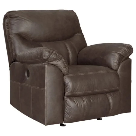 Casual Power Rocker Recliner with Pillow Arms