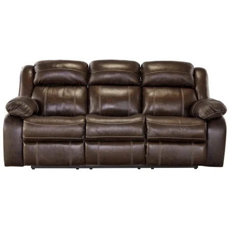 Leather Match Reclining Power Sofa