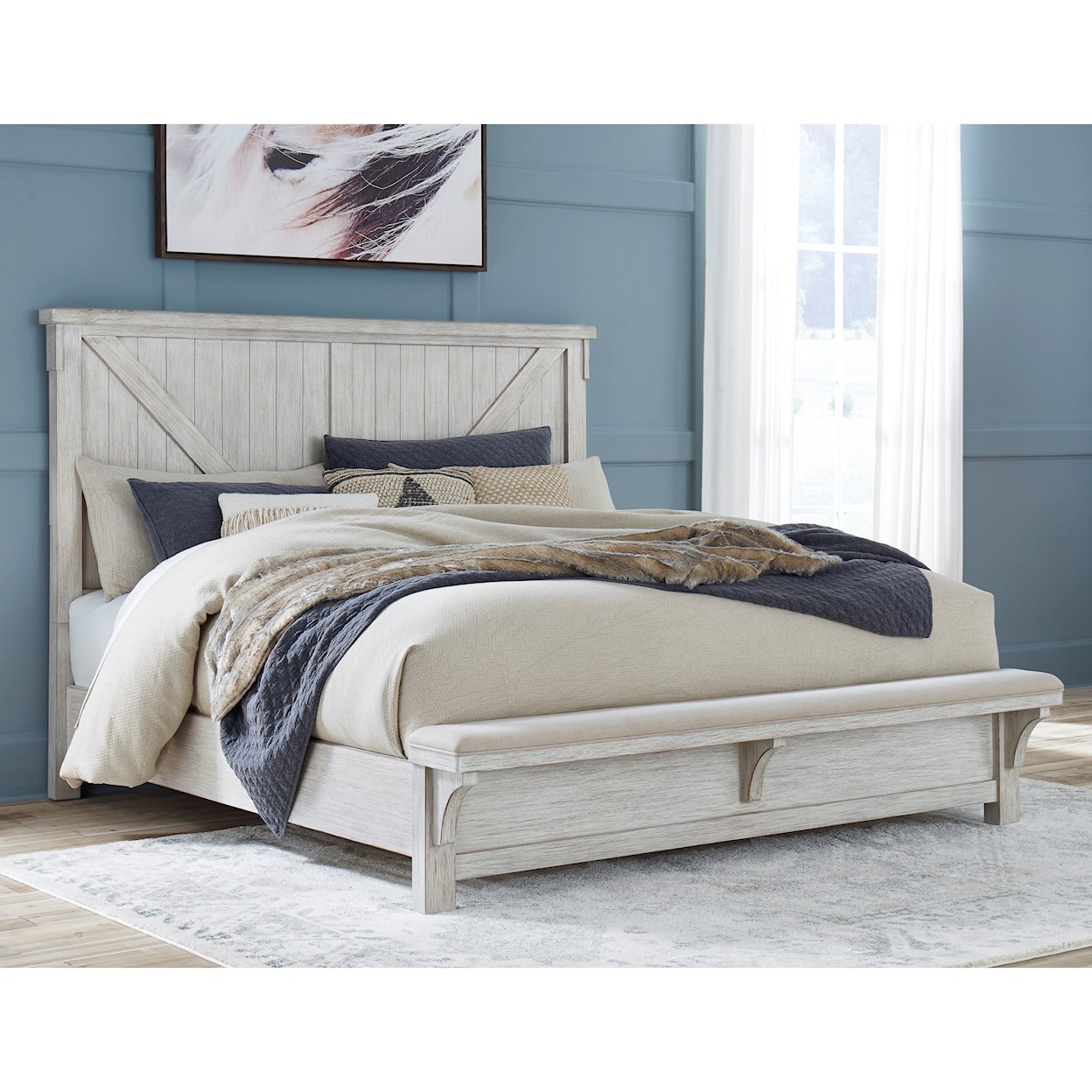 Ashley Signature Design Brashland Queen Bed with Footboard Bench
