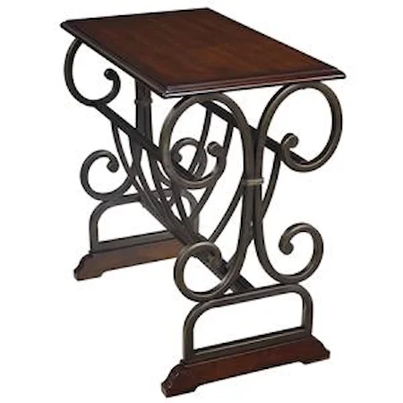 Traditional Chair Side End Table with Scrolled Metal