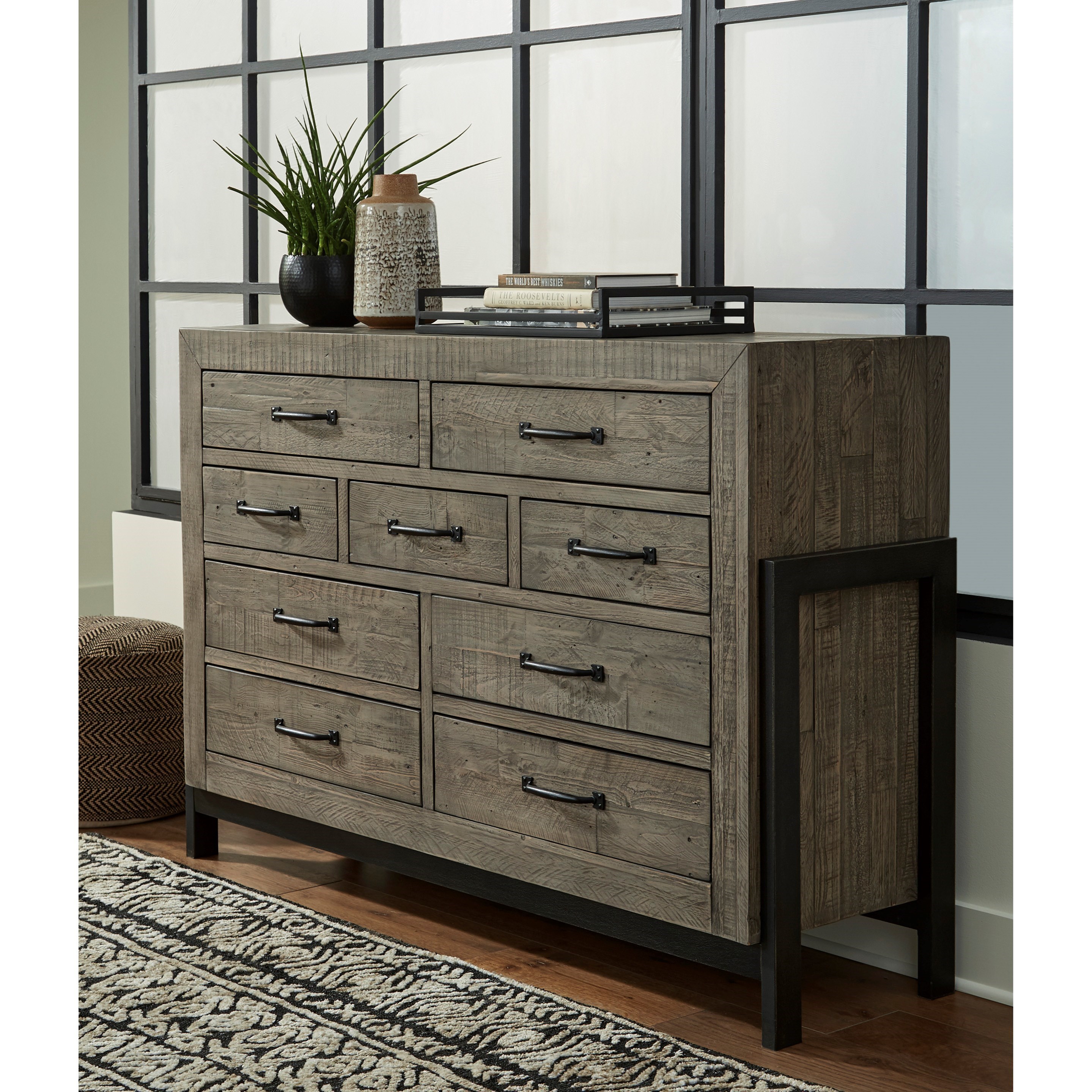Ashley Signature Design Brennagan B77431 Rustic Reclaimed Pine Dresser