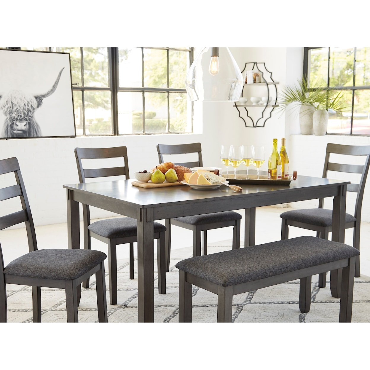 Signature Design Bridson 6-Piece Rectangular Dining Room Table Set