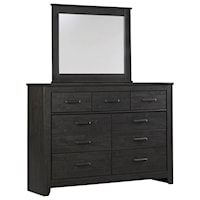 Contemporary Dresser & Mirror in Charcoal Finish