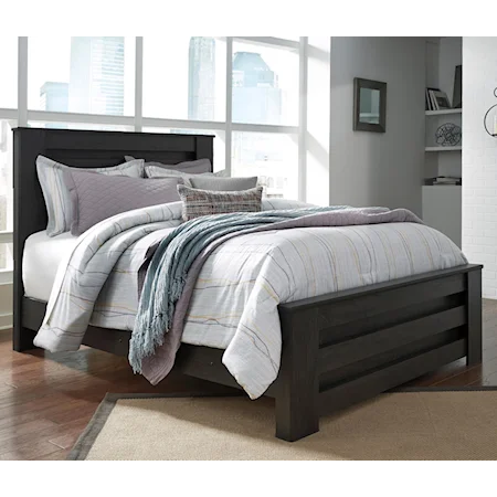 Queen Panel Bed in Charcoal Finish