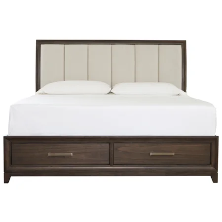 Contemporary Queen Upholstered Bed with Storage Footboard