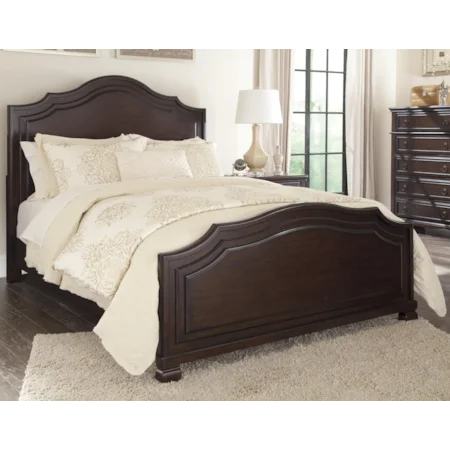 Queen Panel Bed with Thick Shaped Molding