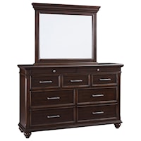 Traditional 9 Drawer Dresser and Mirror Set