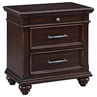 Traditional 3 Drawer Nightstand with Felt-Lined Top Drawer