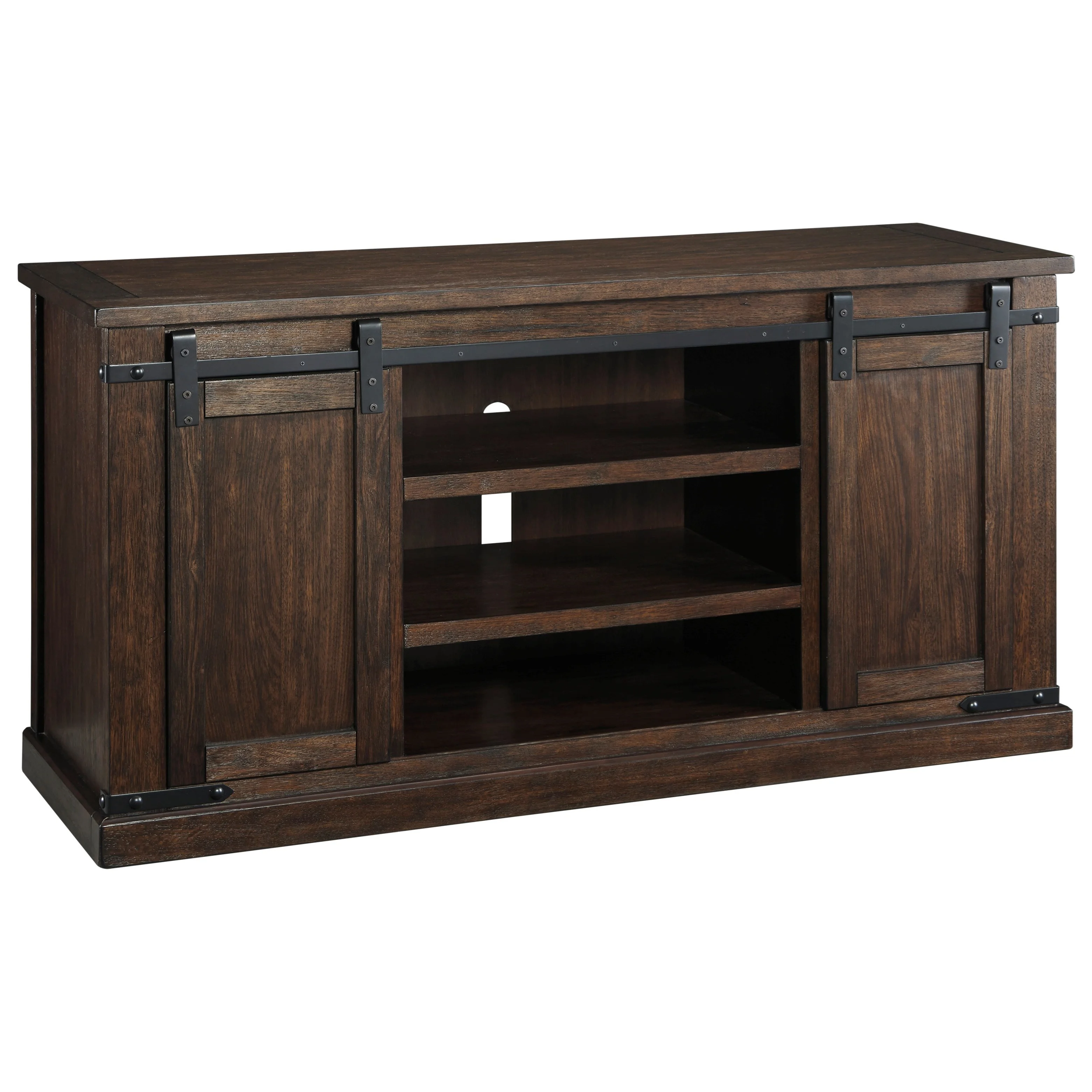 StyleLine Budmore W56248 Mango Veneer Large TV Stand with Barn Doors
