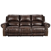Traditional Power Reclining Sofa with USB Port and Nailhead Trim
