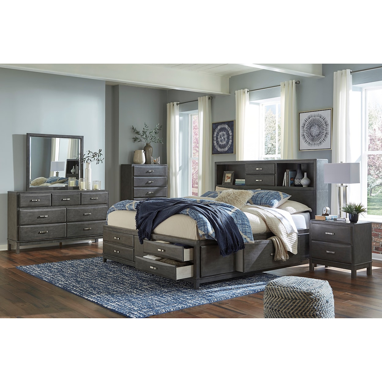 Signature Design by Ashley Furniture Caitbrook King Storage Bed with 8 Drawers