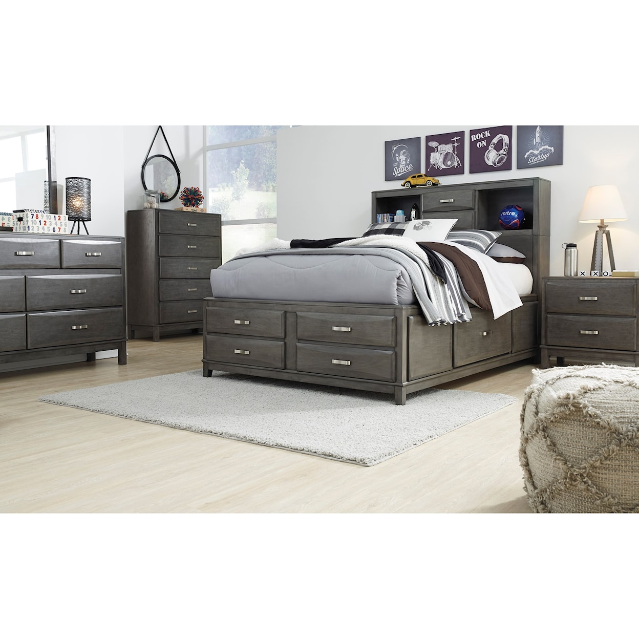 StyleLine Caitbrook Full Storage Bed with 7 Drawers