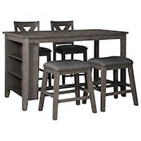 Five Piece Kitchen Island & Chair Set with Adjustable Storage