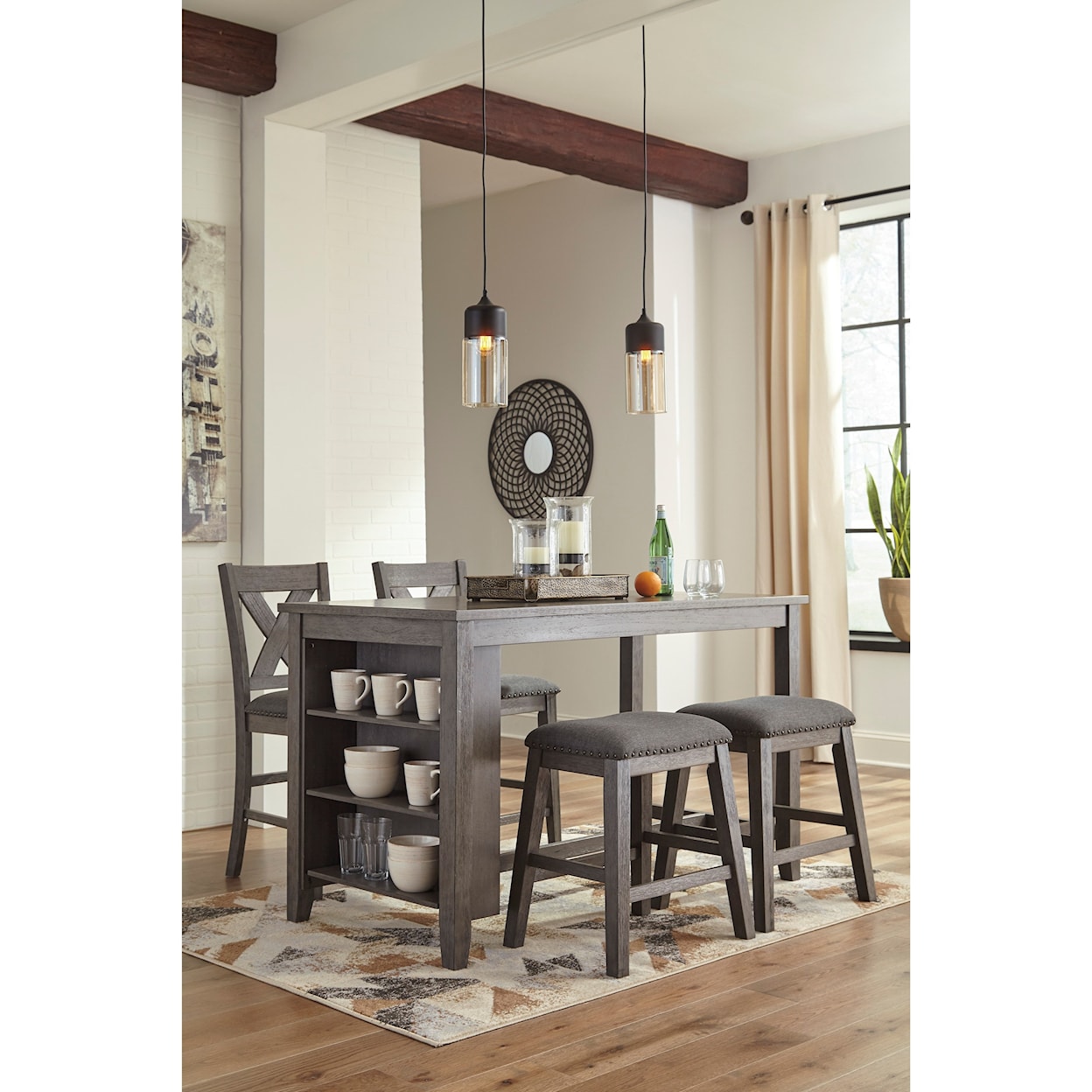 Signature Design by Ashley Caitbrook Five Piece Kitchen Island & Chair Set