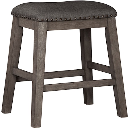 Relaxed Vintage Upholstered Counter Stool with Nailhead Trim